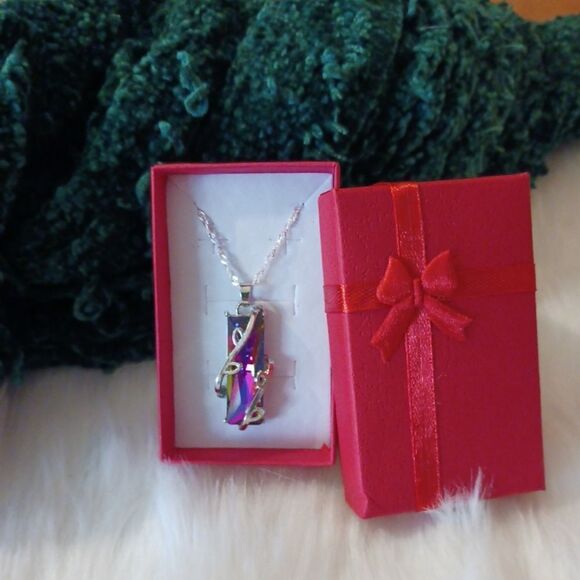 Rainbow Pendant STERLING Silver Necklace - Picture 4 of 8